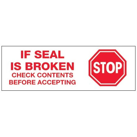 Tape Logic 2'' x 110 yds. - ''Stop If Seal Is Broken'' Tape Logic Pre-Printed Carton Sealing Tape, 6PK T902P016PK